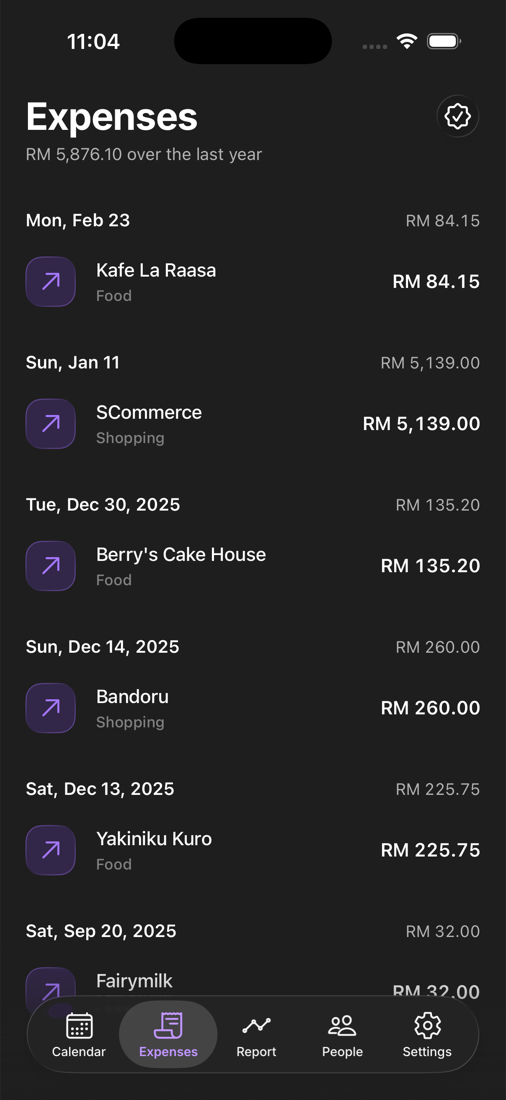 Bayarwoi mobile expense tracker with classified purchases